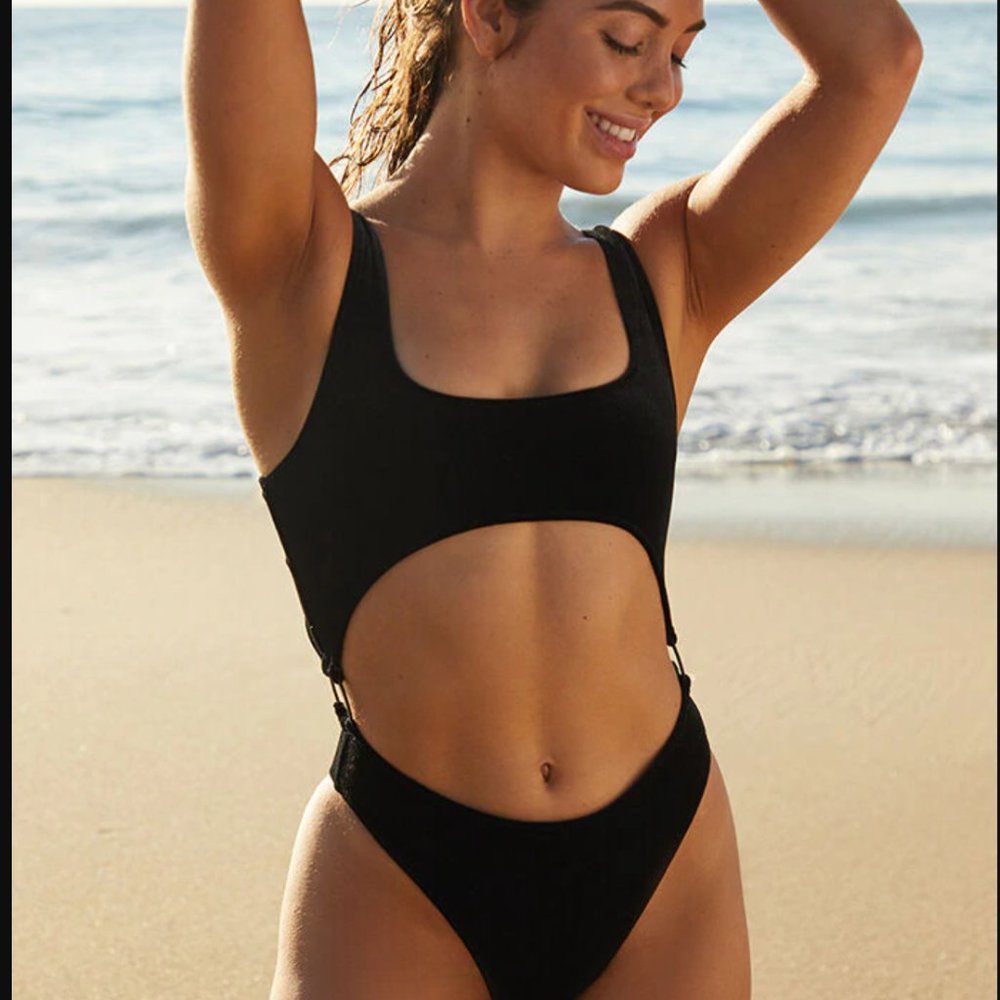 Kendall & Kylie Black Velvet Cabana Ring One Piece